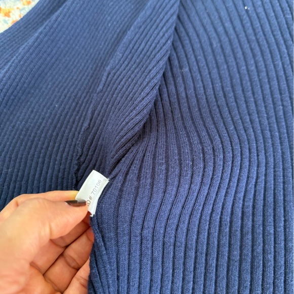 Ann Taylor Navy Ribbed Cardigan, XSP - Picture 7 of 10